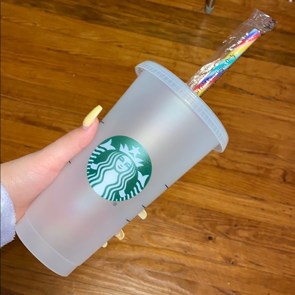 Starbucks cup with rainbow straw